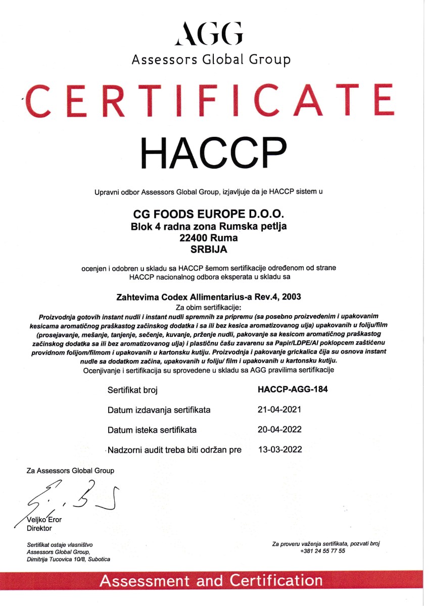 Sert HACCP